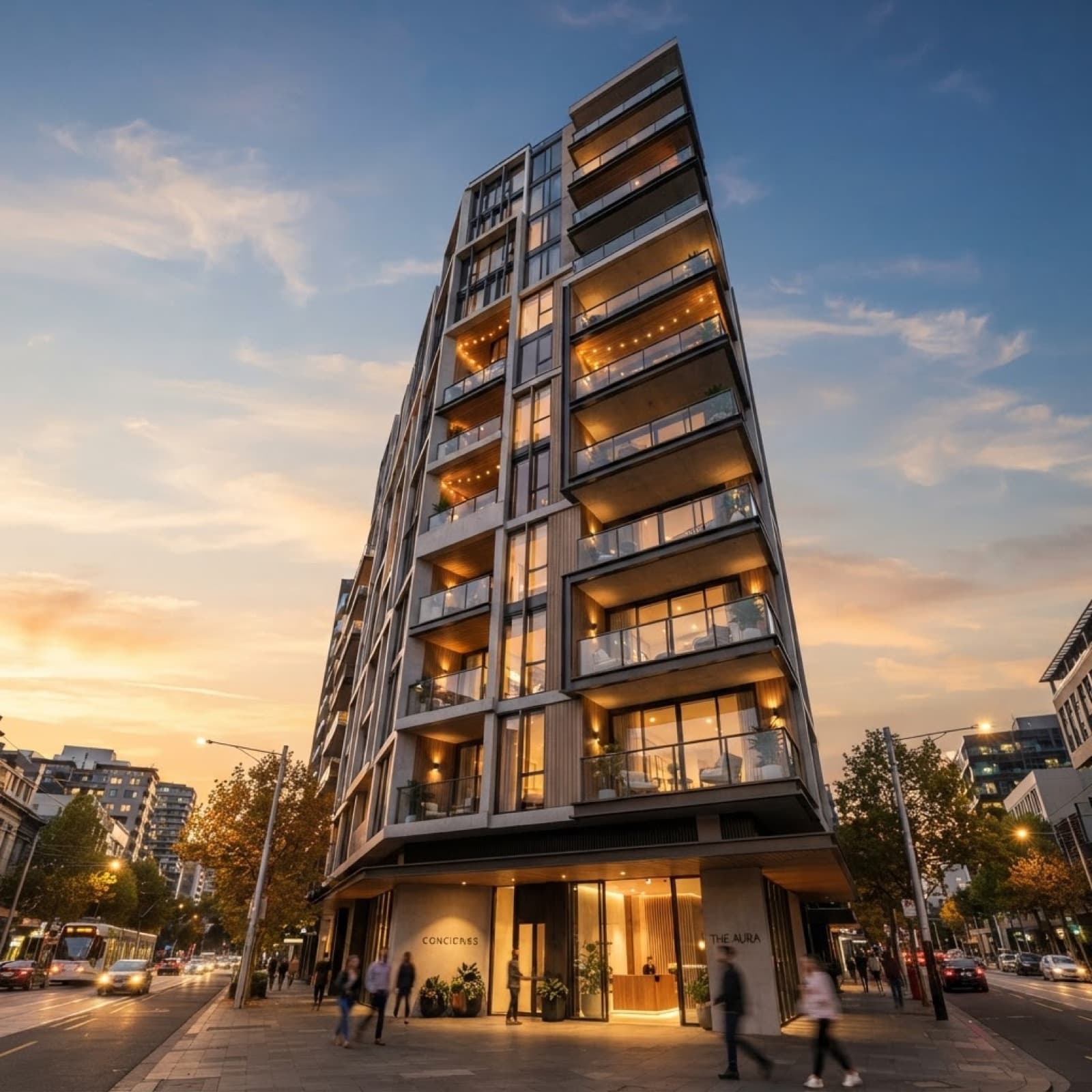 Edificio moderno de departamentos con balcones